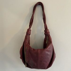 HOBO Crescent Shaped Burgundy Wine Leather Hobo Style Purse